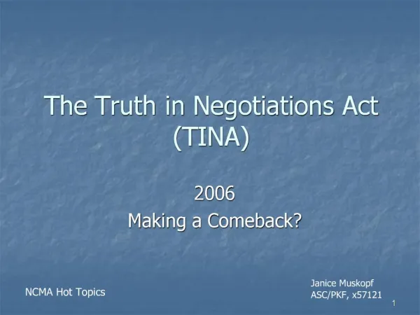 The Truth in Negotiations Act TINA