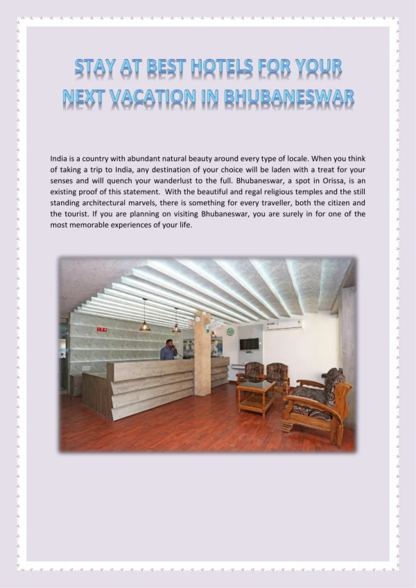 Stay At Best Hotels For Your Next Vacation In Bhubaneswar