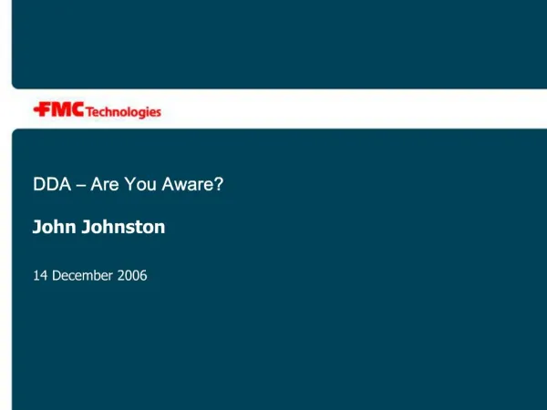 DDA Are You Aware John Johnston