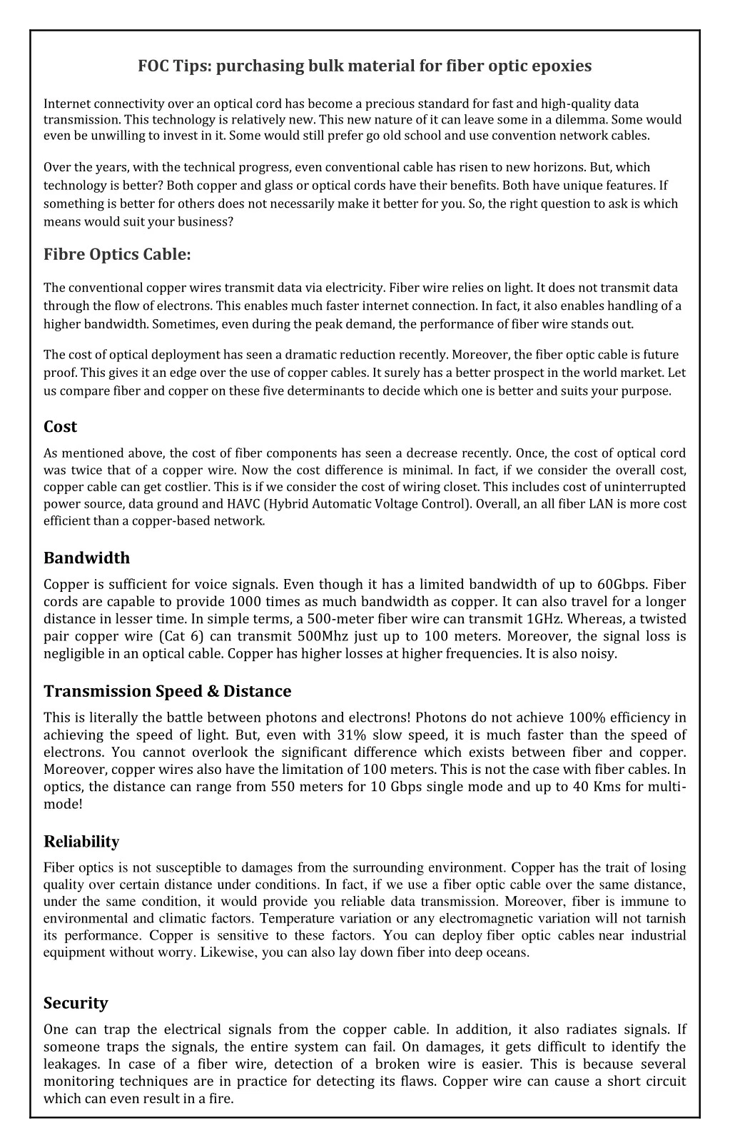 foc tips purchasing bulk material for fiber optic