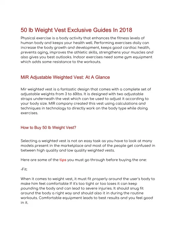50 lb Weight Vest Exclusive Guides In 2018