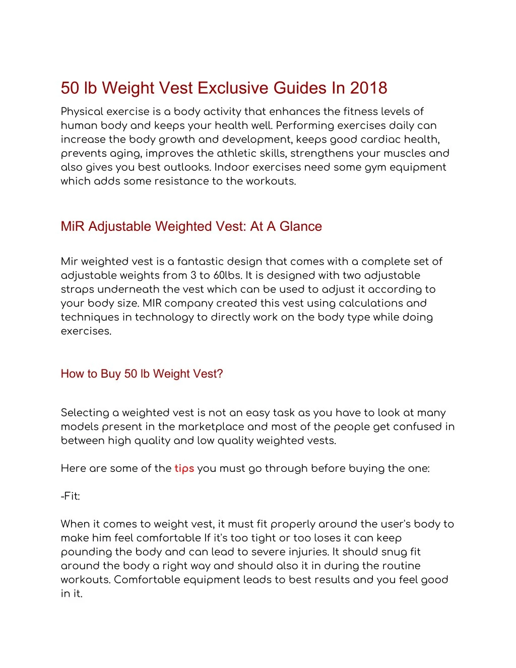 50 lb weight vest exclusive guides in 2018