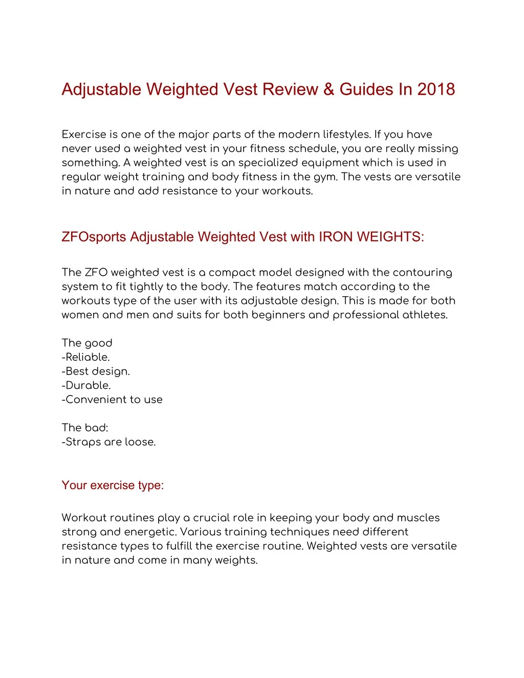 adjustable weighted vest review guides in 2018