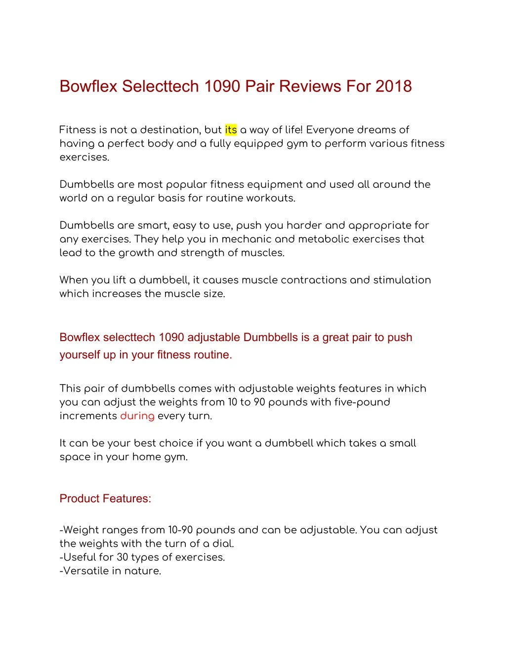 bowflex selecttech 1090 pair reviews for 2018