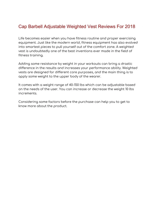 Cap Barbell Adjustable Weighted Vest Review