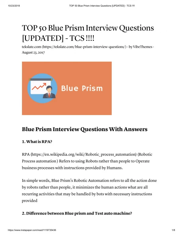Learn Blue Prism Interview Questions With Answers