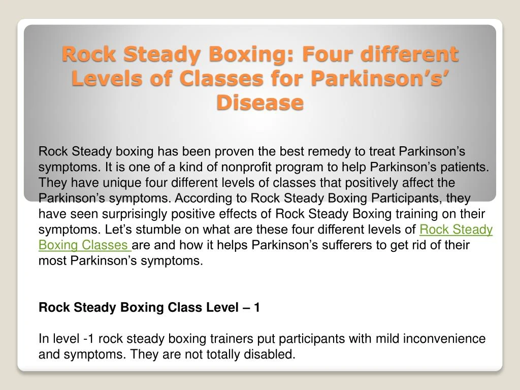 rock steady boxing four different levels of classes for parkinson s disease