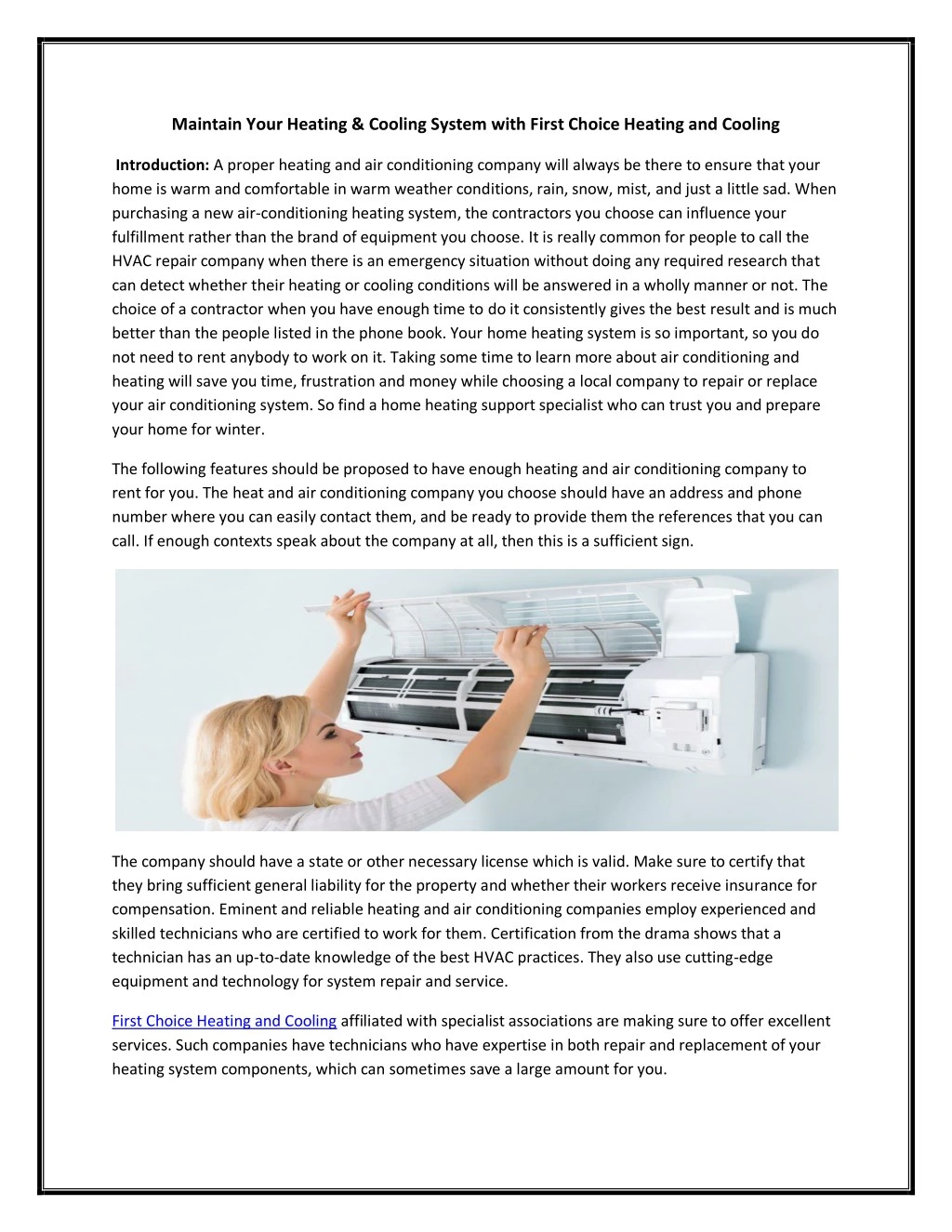 maintain your heating cooling system with first