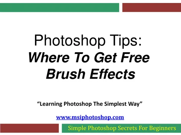 Photoshop Tips - Where To Get Free Brush Effects