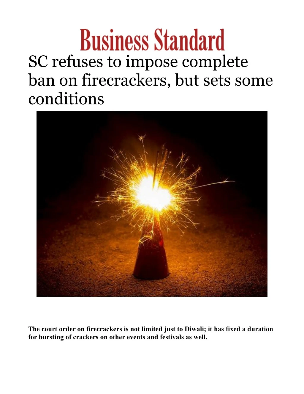 sc refuses to impose complete ban on firecrackers