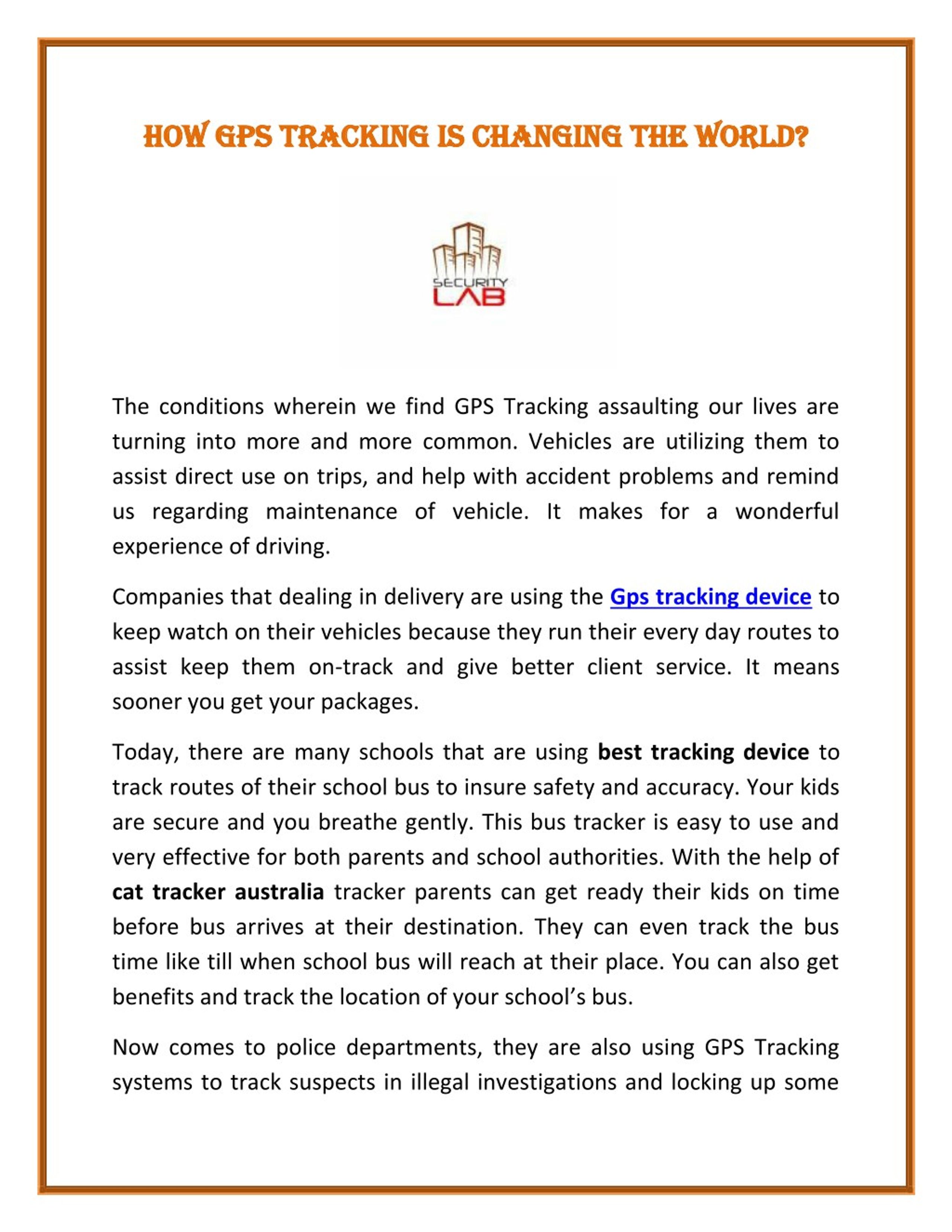 PPT - How GPS tracking is changing the World PowerPoint Presentation ...