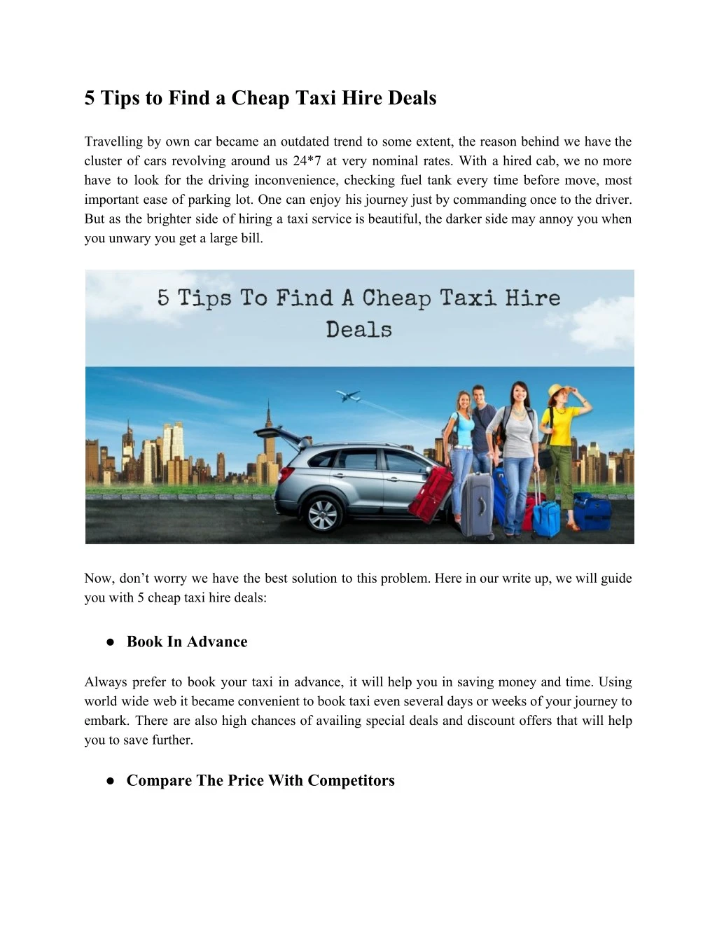 5 tips to find a cheap taxi hire deals travelling