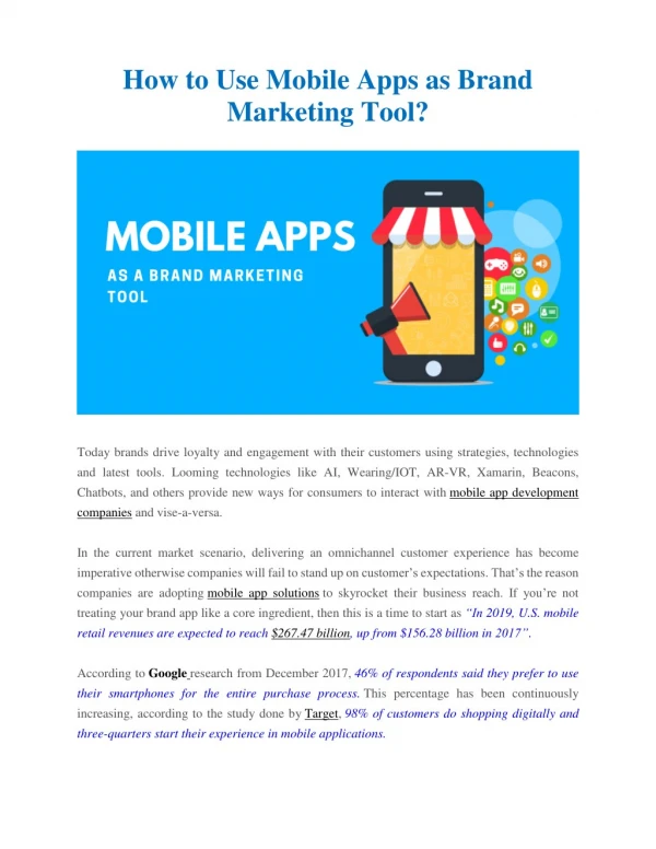 How To Use Mobile Apps As Brand Marketing Tool?