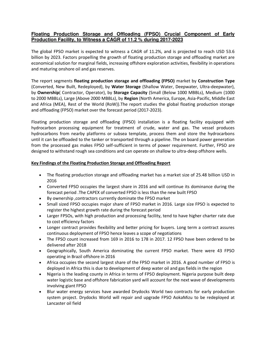 floating production storage and offloading fpso