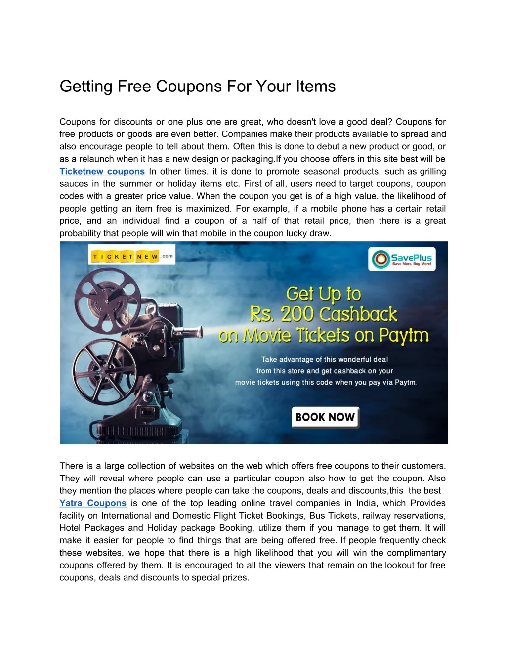 getting free coupons for your items