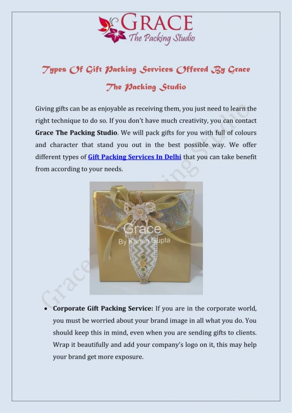 Types Of Gift Packing Services Offered By Grace The Packing Studio