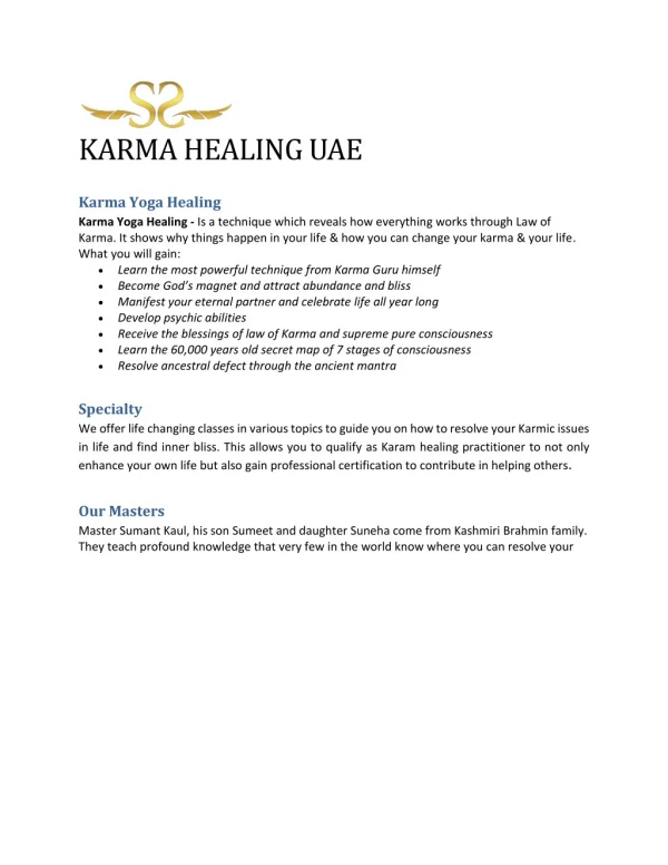 Karma Healing UAE| Karma Healing Yoga| Healing Center UAE