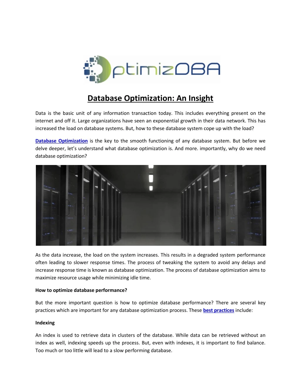 database optimization an insight