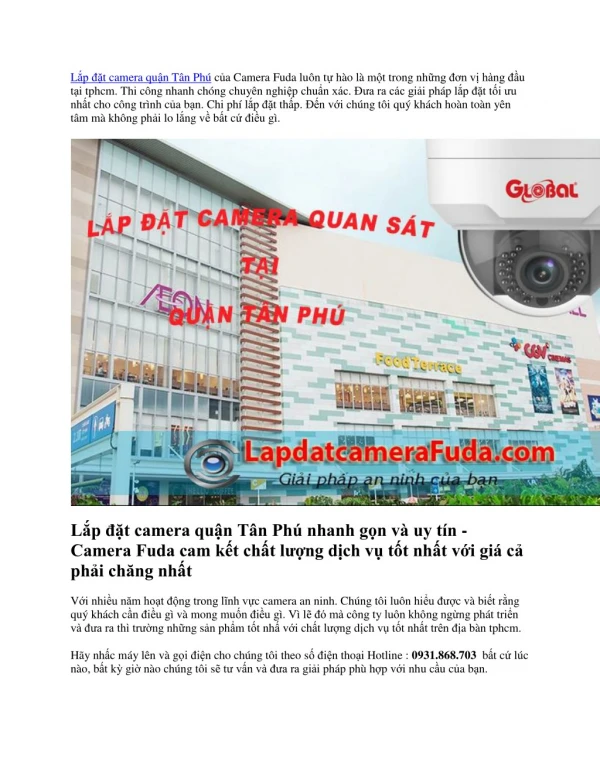 Lap dat camera quan Tan Phu