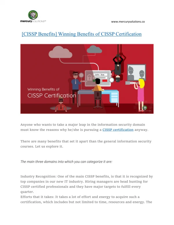 Winning Benefits of CISSP Certification