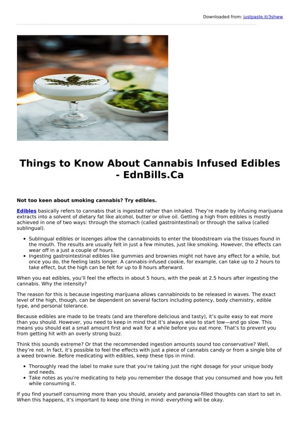 Things to Know About Cannabis Infused Edibles - EdnBills.Ca