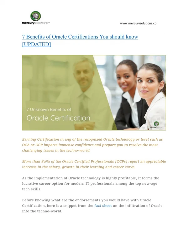 7 Unkown Benefits of Oracle Certifications