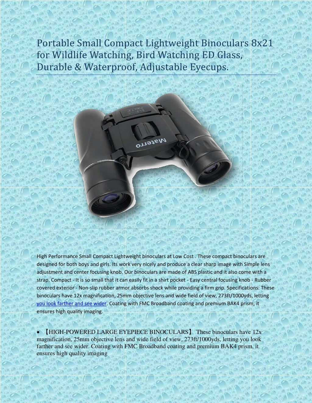 portable small compact lightweight binoculars