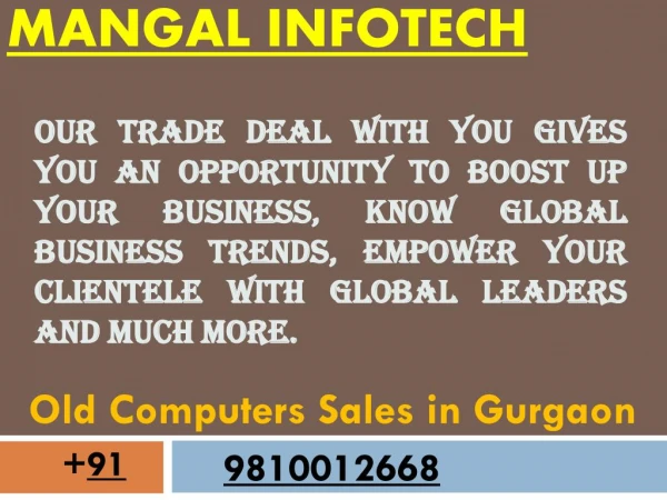 Old Computers Sales in Gurgaon-mangalinfotech
