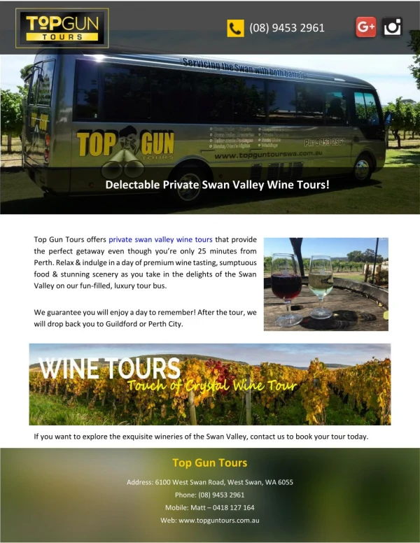 Delectable Private Swan Valley Wine Tours!