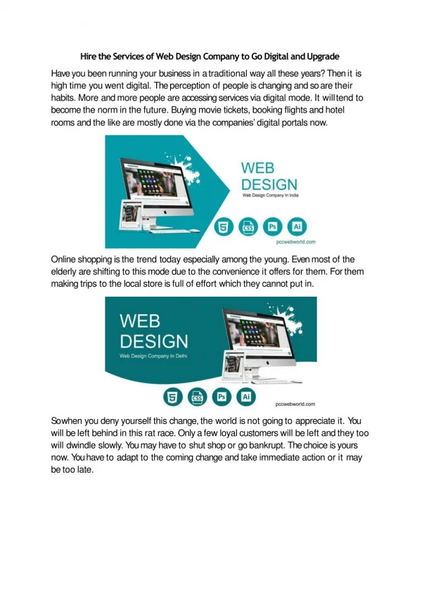 Hire the Services of Web Design Company to Go Digital and Upgrade