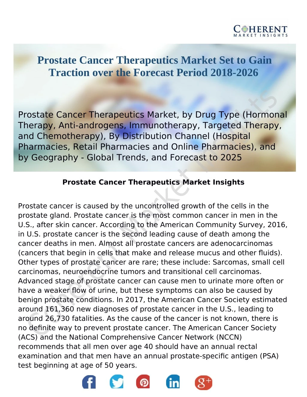 prostate cancer therapeutics market set to gain