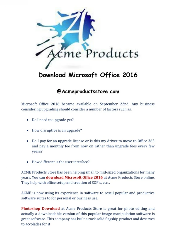 Download Microsoft Office 2016 - Acmeproductsstore