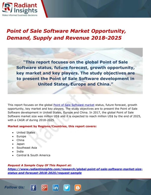 Point of Sale Software Market Opportunity, Demand, Supply and Revenue 2018-2025