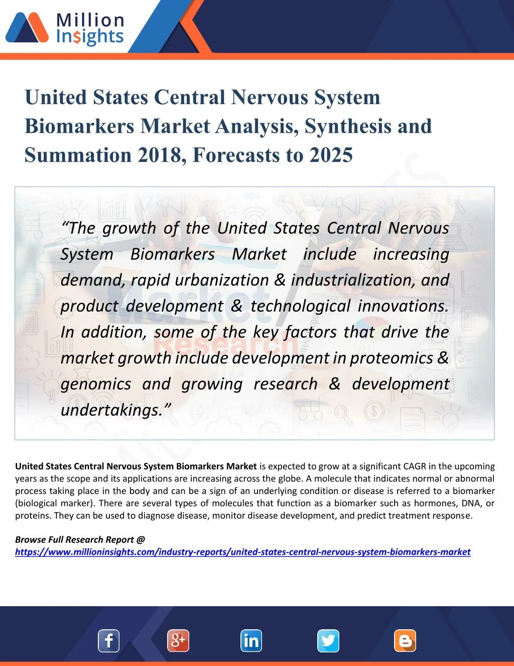 united states central nervous system biomarkers