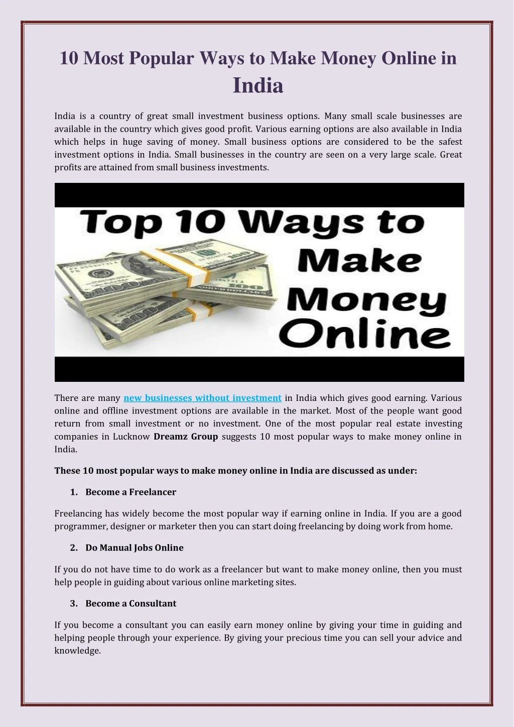 10 most popular ways to make money online in india