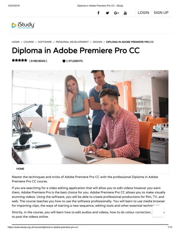 Diploma in Adobe Premiere Pro CC - istudy