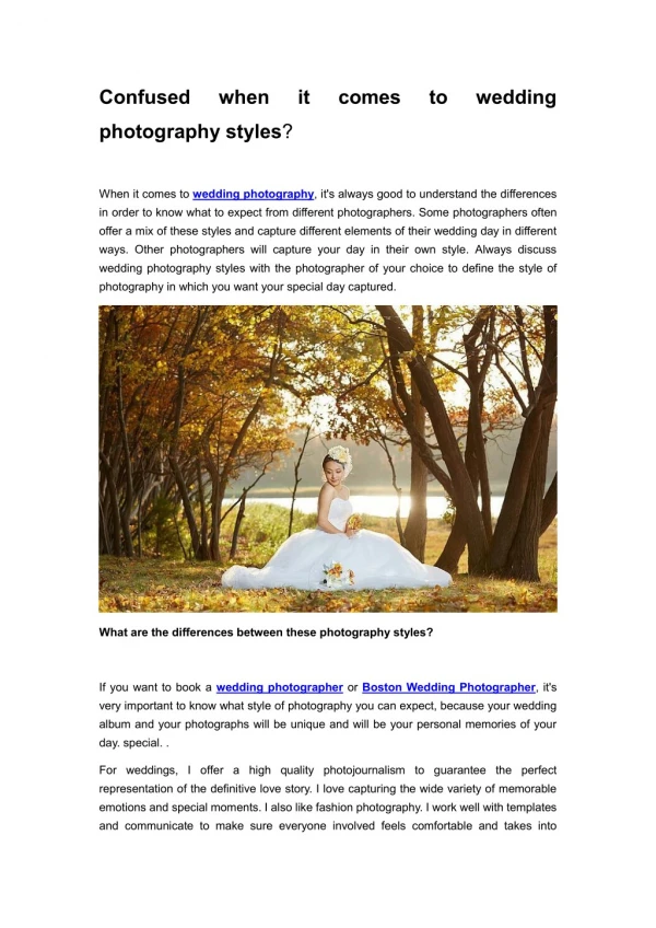 Confused when it comes to styles of Wedding Photography?