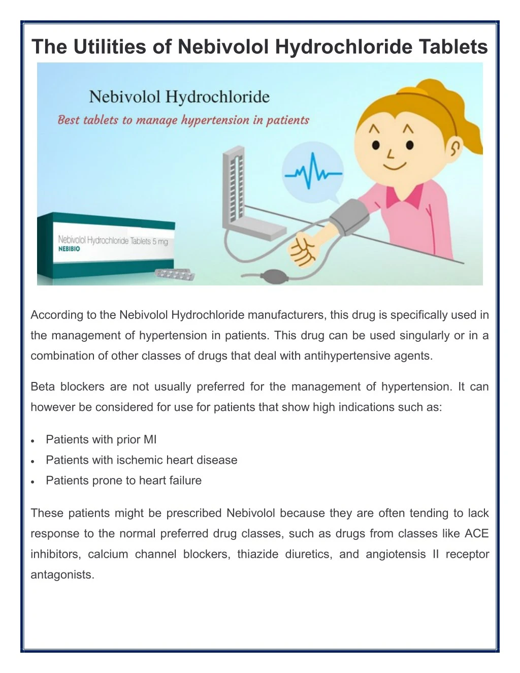 the utilities of nebivolol hydrochloride tablets