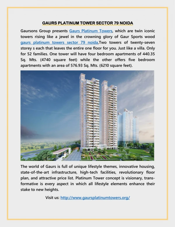 Gaurs Platinum Towers Residential Project in Noida
