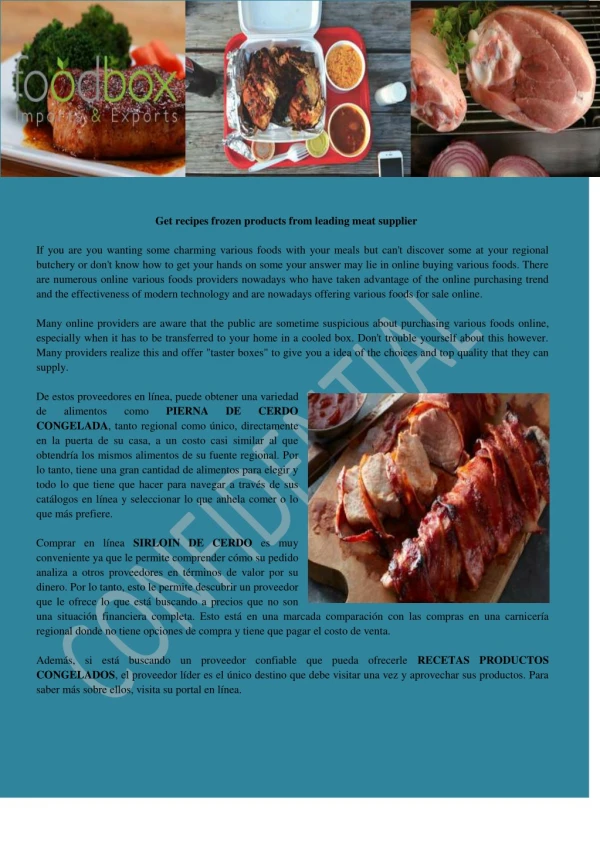 get recipes frozen products from leading meat