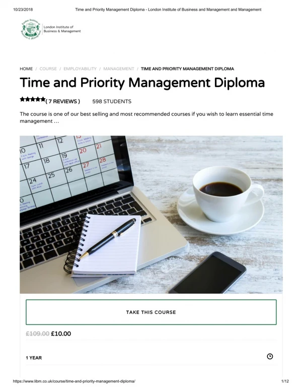 Time and Priority Management Diploma - LIBM