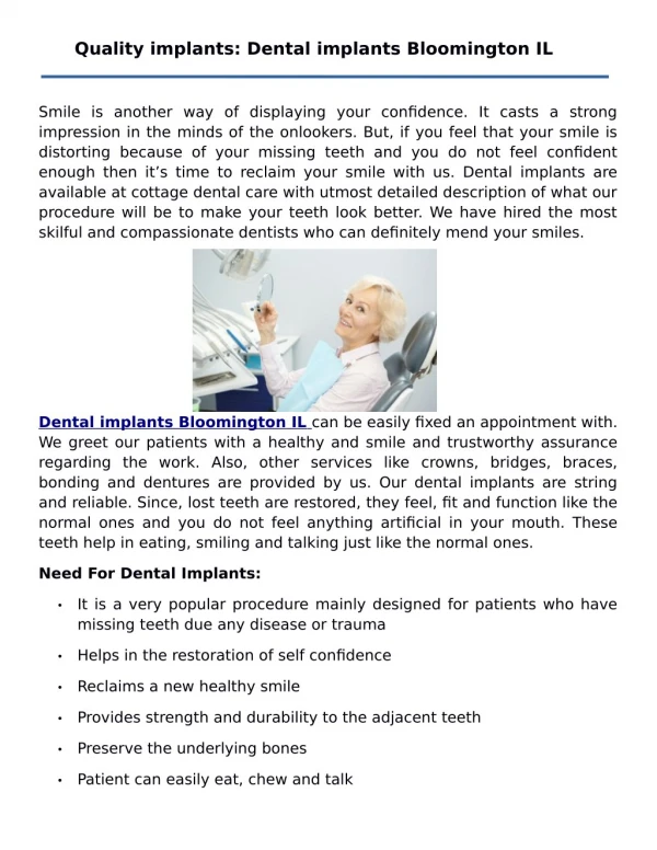 Quality implants: Dental implants Bloomington IL