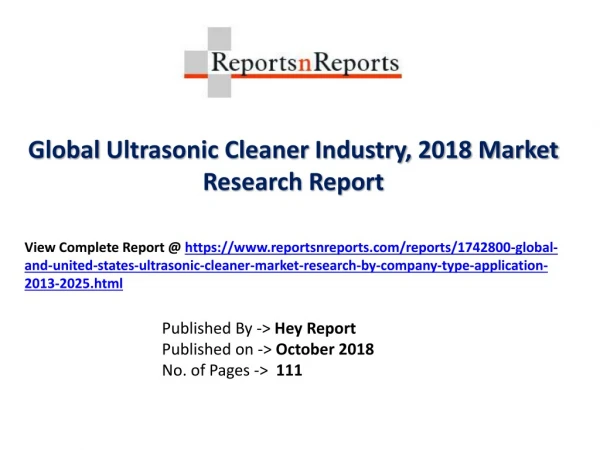 global ultrasonic cleaner industry 2018 market