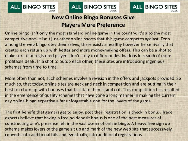 New Online Bingo Bonuses Give Players More Preference