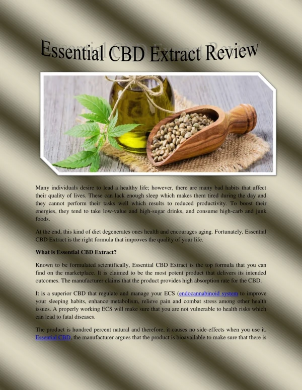 Benefits of Essential CBD Extract