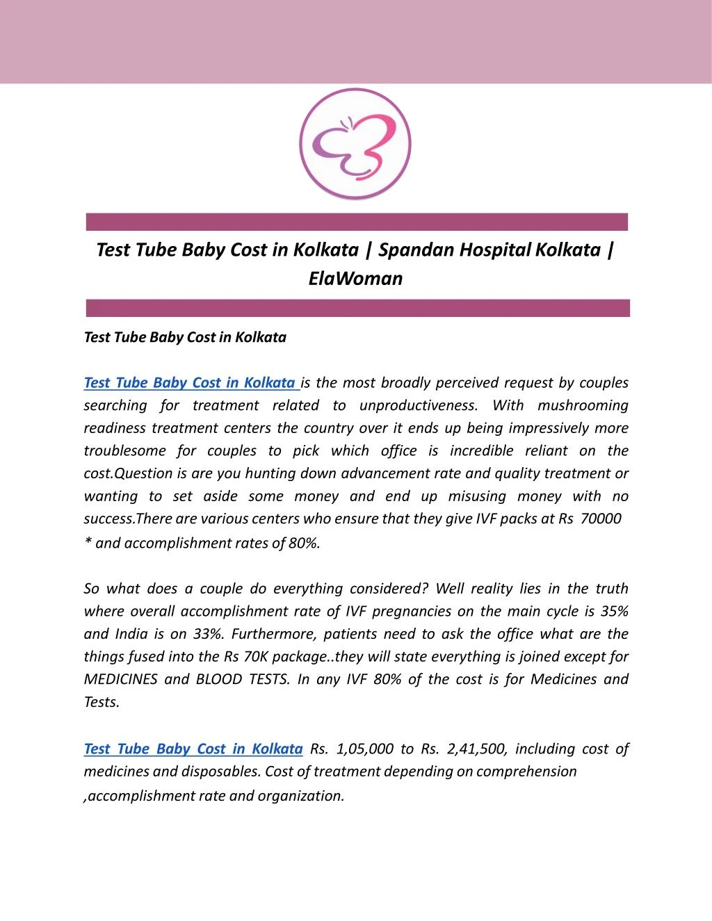 test tube baby cost in kolkata spandan hospital