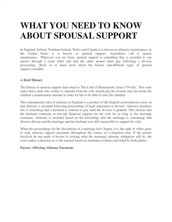 WHAT YOU NEED TO KNOW ABOUT SPOUSAL SUPPORT