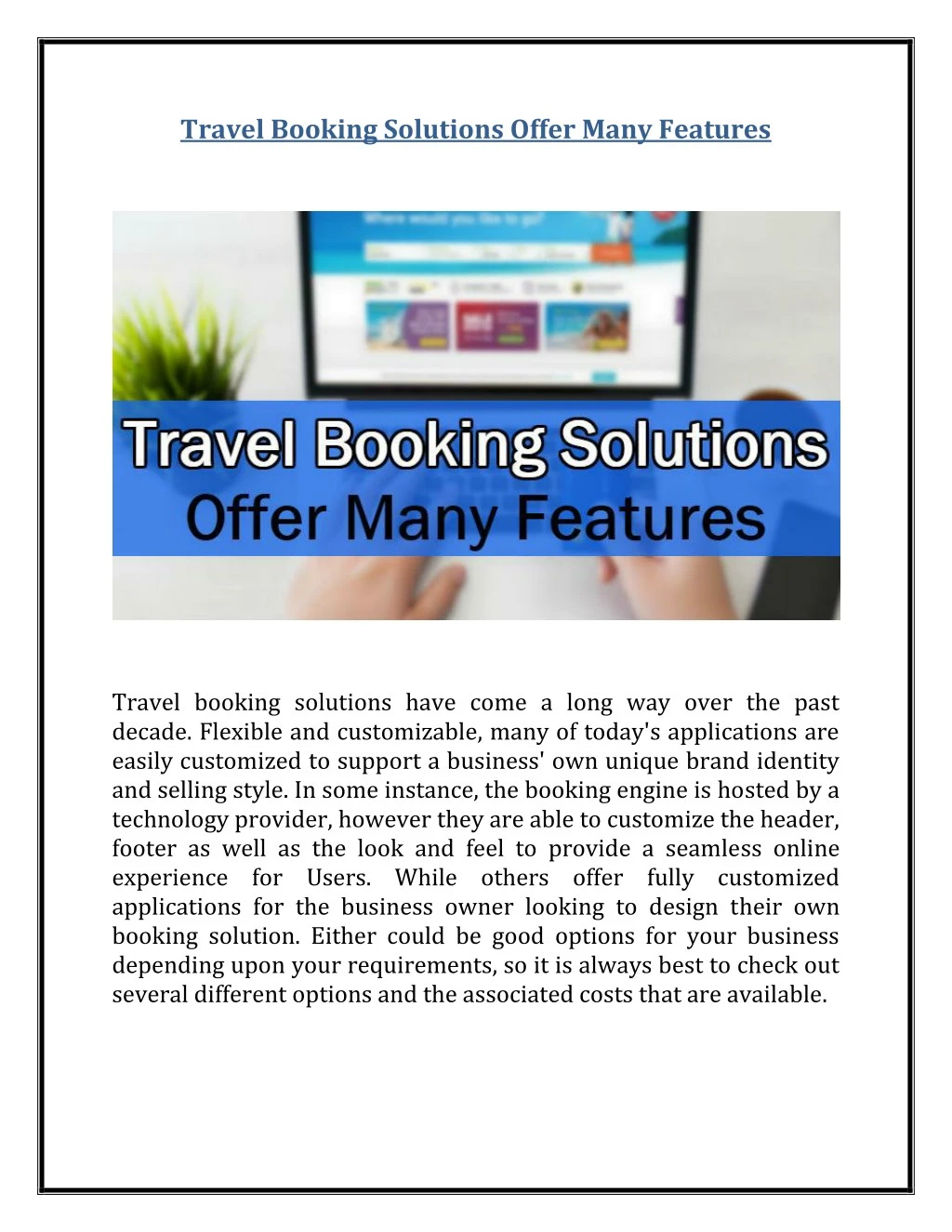 travel booking solutions offer many features