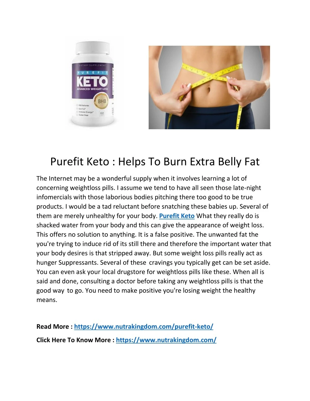purefit keto helps to burn extra belly fat