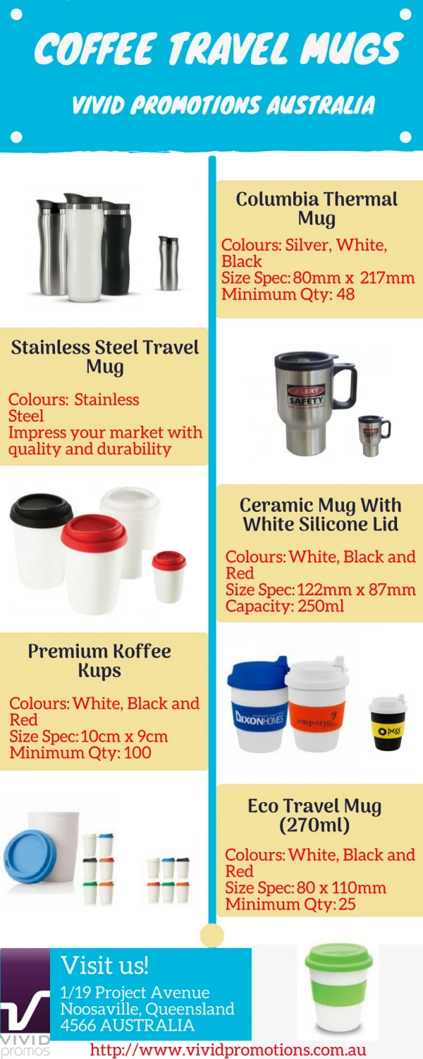 Customised Coffee Travel Mugs at Vivid Promotions Australia